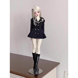 HAMRETHYPPZ 1/4 1/6 1/3 BJD Sphere Joint Doll Dress Doll Costume Doll Maid Clothes Ball Joint Doll Clothes Fashion Cute Attractive Elegant Navy Double Breath Dress for BJD Dolls Matching Set Cute Set JK Dress (Head and Body Not Included) Dark Blue (1/4)