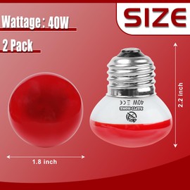 REPTI HOME Infrared Reptile Heat Lamp, UVA Red Heat Light Bulb 40W, 2 Pack Reptile Heat Bulb, Infrared Basking Spot Light for Snake, Leopard Gecko, Turtle, Lizard