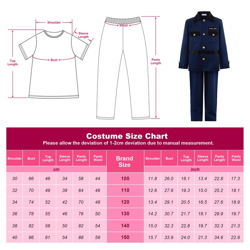 ReliBeauty ReliBeauty Polizei Kostüm Kinder Junge mit Zubehöre，100