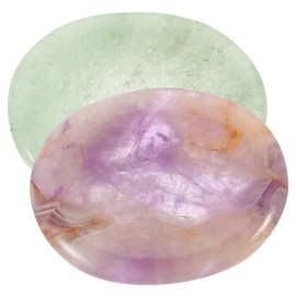 Baluue 2pcs Natural Thumb Stones for Relaxation Hand Carved Pocket Gemstones Natural Agate Amethyst for Anxiety Relief and Desktop Decor