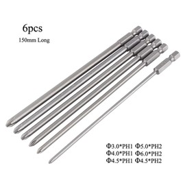 6pcs Screwdriver Drill Bits 150mm Long Magnetic Cross Head Bit Set Ph1 Ph2 Driver Bits