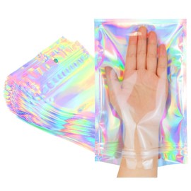 Trunple Trunple Smell Proof Bags & Resealable Foil Pouch Mylar Sample Bag Great for Party Favor Food Storage (Holographic Color) (50pcs-6x9 inch)