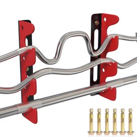 HUWAIGOU Olympic Wall Mounted Barbell Storage Rack Holder Stand Hanger, Wall Mounted Weight Dumbbell Rack for Olympic Barbell, Curl Bar, Commercial or Home Gym Accessory