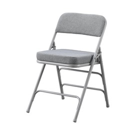 KAIHAOWIN Padded Folding Chairs Upholstered Single Foldable Chair with Ultra Thick Padded Seat Comfortable Metal Chairs Indoor with Comfortable Fabric Cushion for Indoor-Grey