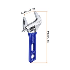 sourcing map 1pcs Adjustable Wrench 4" Jaw 0.9" with Rubber Handle, Silver/Blue