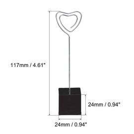 PATIKIL Resin Cube Base Picture Card Holder, 3 Pack Heart Shape Metal Clip Wire Clip Note Table Stand Holder for Party Meeting Wedding Displaying, Black