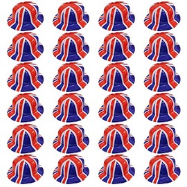 24X UNION JACK PLASTIC BOWLER HAT JUBILEE PARTY BRITISH FANCY DRESS MENS & LADIES