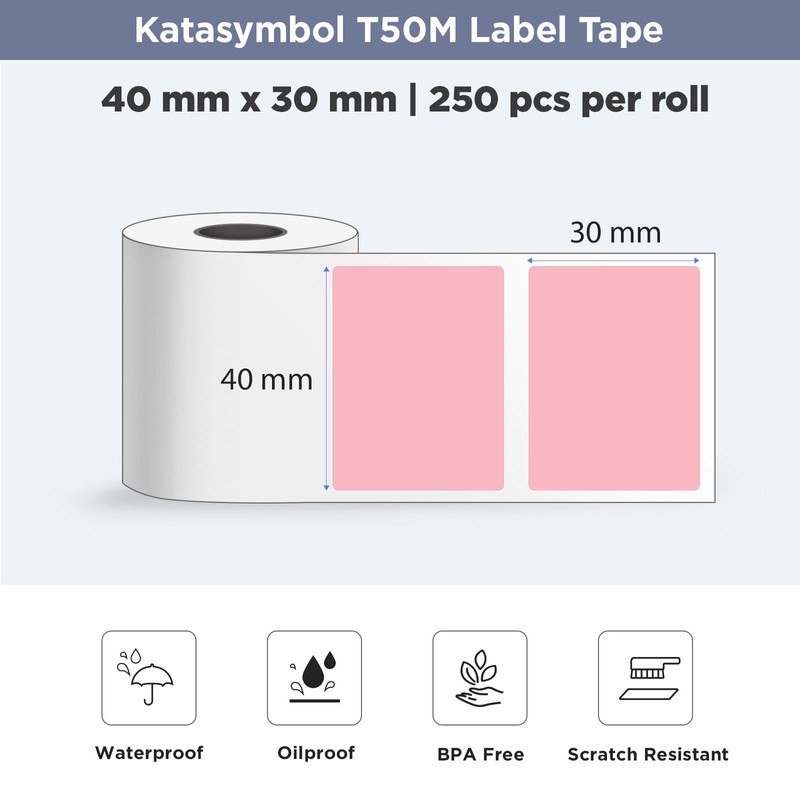 SUPVAN T50M Series Label Maker Tape, 1.57'' × 1.18'' (40mm