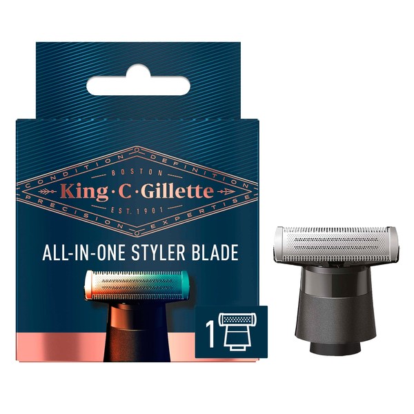 King C. Gillette Style Master Beard Trimmer Razor Refill with 4-Directional Metal Razor Blades, 1 Cartridge