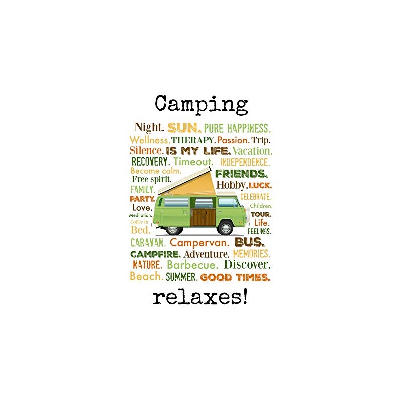 Schatzmix Tin Sign Saying Camping Relaxes White Metal Sign 20