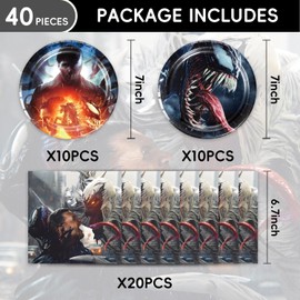 40Pack Venom Party Supplies include 20 plates, 20 napkins for The Ven-ombirthday party decoration