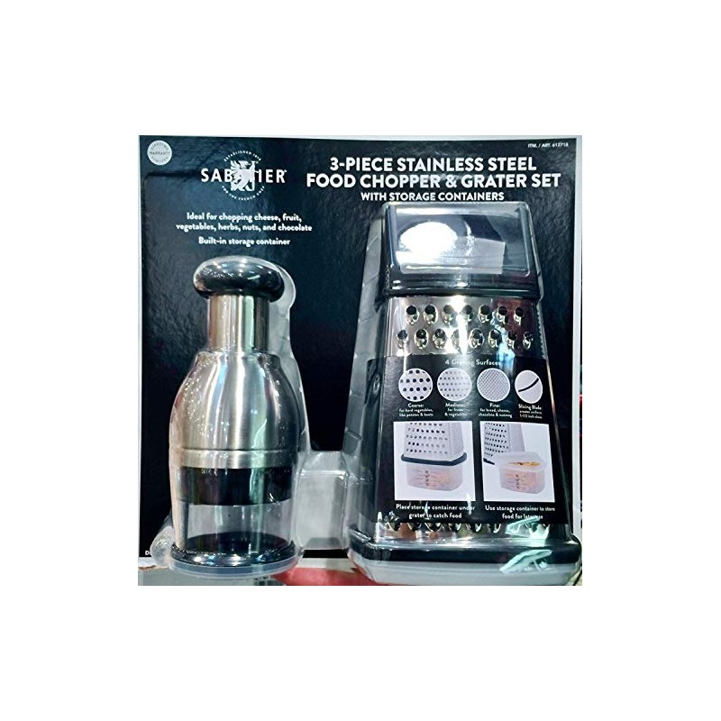 Sabatier 3 Piece Stainless Steel Food Chopper & Grater Set