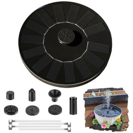 Cookayler Solar Bird Bath Fountain Pump with 6 Nozzle and Anti-collision pole,1.4w Solar Powered Free Standing Floating Water Pump for Fish Tank, Pond, Pool, Garden and Outdoor