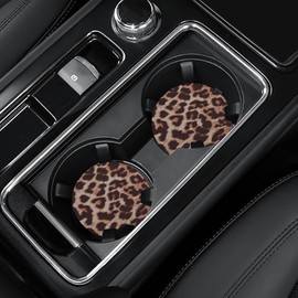 4 Pack Car Coasters, 2.75inch Leopard Print Car Cup Holder Coasters for Car, Neoprene Cup Pad Mat Car Coasters for Cup Holders for Women
