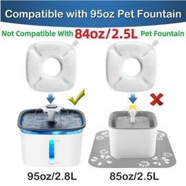 Allxin 4inch Cats Fountain Replacement Filters with Pre-Filter Sponges for 67oz, 95oz and 135oz Pet/Cat Automatic Water Fountain Dog Water Dispenser (8 Pack)