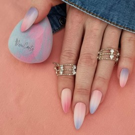 Deni Carte Künstliche Fingernägel, lang, vollflächig, 24 Stück, für Frauen und Mädchen, Künstliche Fingernägel mit Tips, verschiedene Designs