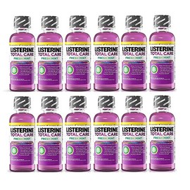 Listerine Total Care - Enjuague bucal antiséptico de menta fresca, tamaño de viaje, 3.2 onzas (3.2 fl oz), paquete de 12