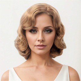 MEDISIFA Glonden Blonde 20s Wig for Women Long Finger Wave Party Hair Synthetic Full Vintage Wigs for Womens Lady Cosplay Costume Fancy Dress 1920s Flapper Wig