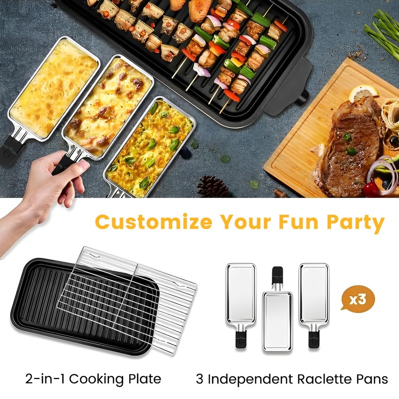 Electric Indoor Grill 1500W, YOHAWJAN 2 in 1 Smokeless Indoor