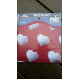 Toner Crafts 2 Pack Soft Stretch White Silver Hearts Face Mask Wicks Away Moisture Adj. USA