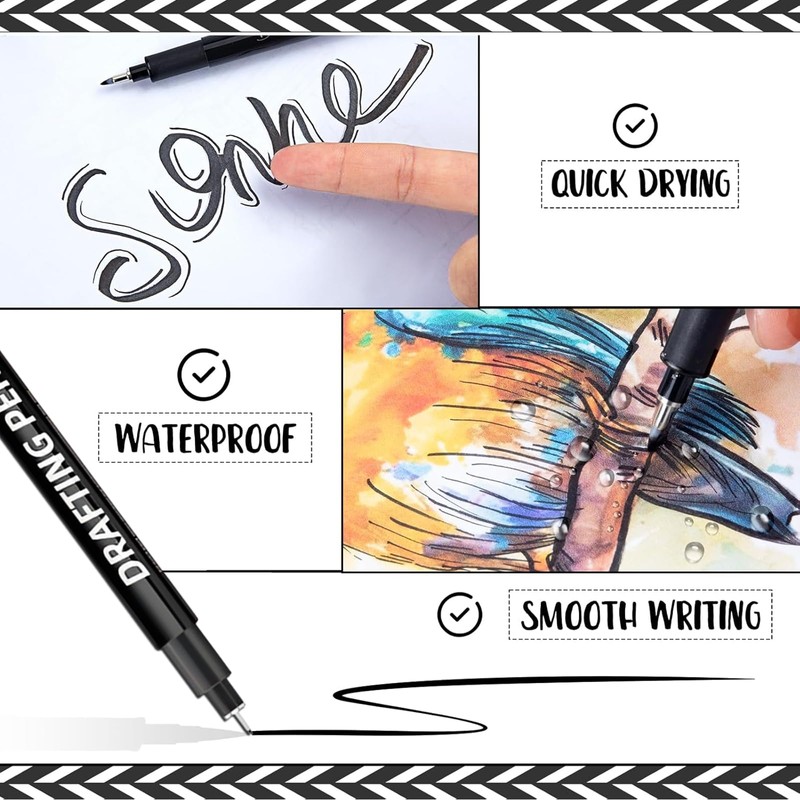 Calligraphy Pens, 12pcs Calligraphy Set For Beginners, Black Drawing Pen,