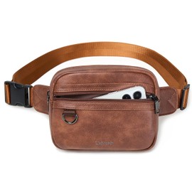 LATMAP 3L Bumbags for Ladies, Fanny Pack for Women 4-Zipper Waist Bag Women PU Leather Fashion Dog Walking Bags Waterproof Cross Body Sling Bag for Travel, Sport