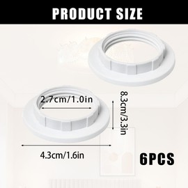 6Pcs Lamp Shade Reducer Ring E14 Plastic Lampshade Ring White Light Shade Adapter Ring E14 Lamp Holder Table Lamp Fittings Plastic Holder Twist Lock Lampshade Adapter Rings Lampshade Fittings