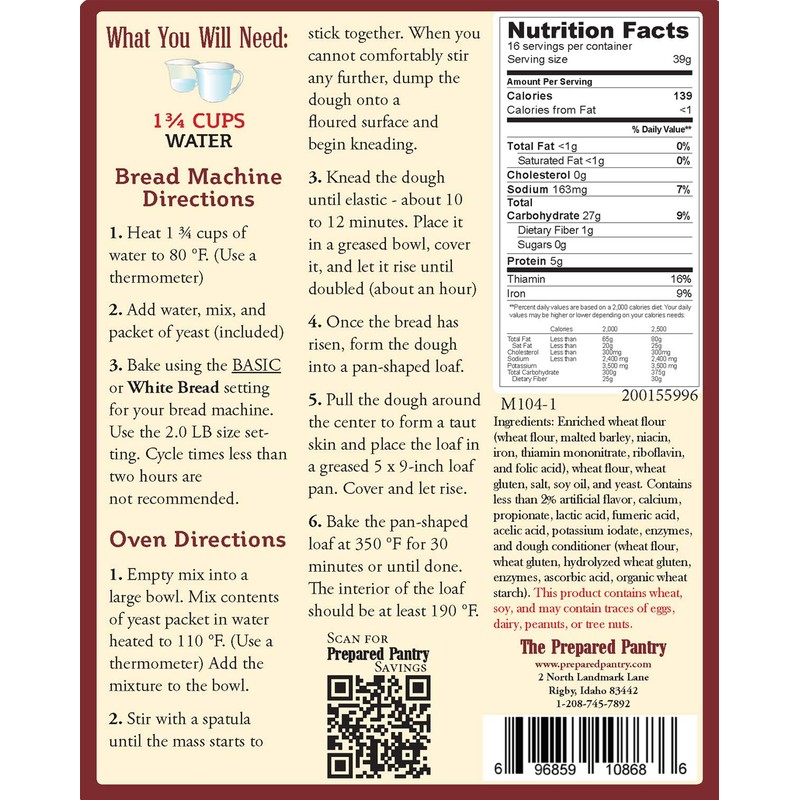 The Prepared Pantry Italian Country Bread Mix; Single Pack; For