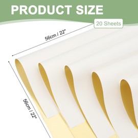 PATIKIL Flower Gift Wrapping Paper, 20 Sheets Double Sided Golden Waterproof Bouquet Paper Wrap Florist Supplies Packaging Floral Papers for Wedding DIY Craft Valentine, White/Gold