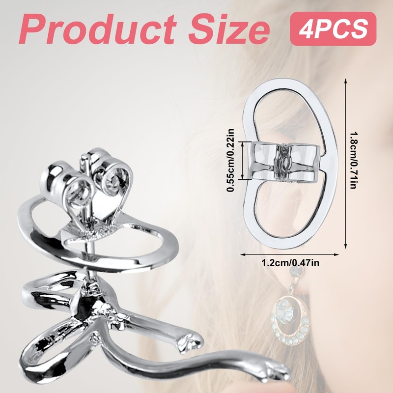 4pcs Earring Backs for Droopy Ears, Copper Earring Lifters Backs