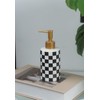 Checkered Ceramic Soap Dispenser White and Black,Liquid Lotion Dish Hand