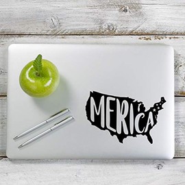 Yoonek Graphics Merica American Flag USA Decal Sticker for Car Window, Laptop and More. # 1124 (5" x 7.6", Black)