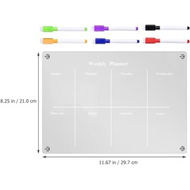 1 Juego De Tableros De Planificación Calendario Magnético Acrílico Para Nevera Planificador De Comidas Transparente Tablero Magnético Pizarra De Borrado En Seco Reutilizable con 6 marcadores de borrado en seco