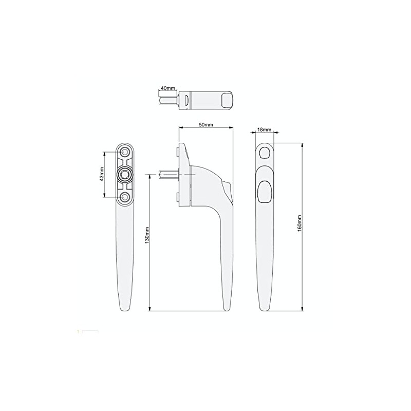Yale YES-WHMS-WH Essentials Multi Spindle UPVC Window Handle - White