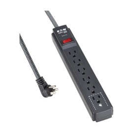 Eaton Tripp Lite Series 6-Outlet Surge Protector Power Strip, Flat Plug 20ft Braided Extension Cord, 1200 Joules, 15A Circuit Breaker, Lifetime Manufacturer's Warranty & $10,000 Insurance (TLP620DB)
