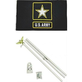 Moon Knives 2x3 U.S. Army Star Flag White Pole Kit Set - Party Decorations Supplies For Parades - Prime Outside, Garden, Men Cave Decor Flag