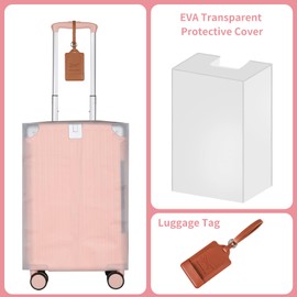 WireHot 22x14x9 Airline Approved Vintage Style Carry On Luggage with Backpack Sets for Women, ABS+PC Hardshell Small 20 inch Retro Suitcase with Protective Cover & Tag (Pink, 20in/BP/TB)