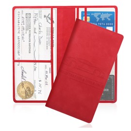 Car Registration and Insurance Holder,PU Leather Car Glove Box Organizer Car Document Holder for ID,Driver's License,Universal Car Organizer Car Accessories for Women/Men (Red)