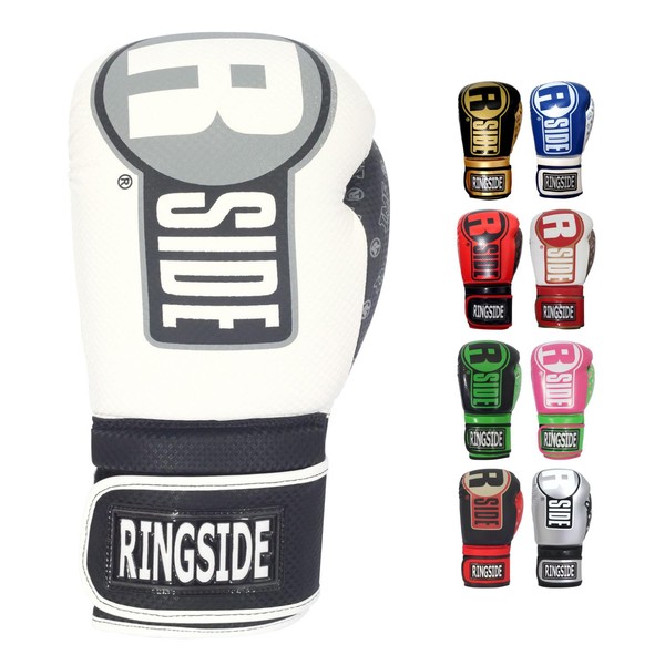 Ringside Apex Flash Sparring Gloves, IMF-Tech Boxing Gloves with Secure Wrist Support, Synthetic Boxing Gloves for Men and Women, White and Black, 14 Oz