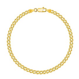PLANETYS - Flat Curb Chain Diamond-Coated Bracelet 925 Sterling Silver 18K Gold-Plated - 3.3 mm Width, Sterling Silver