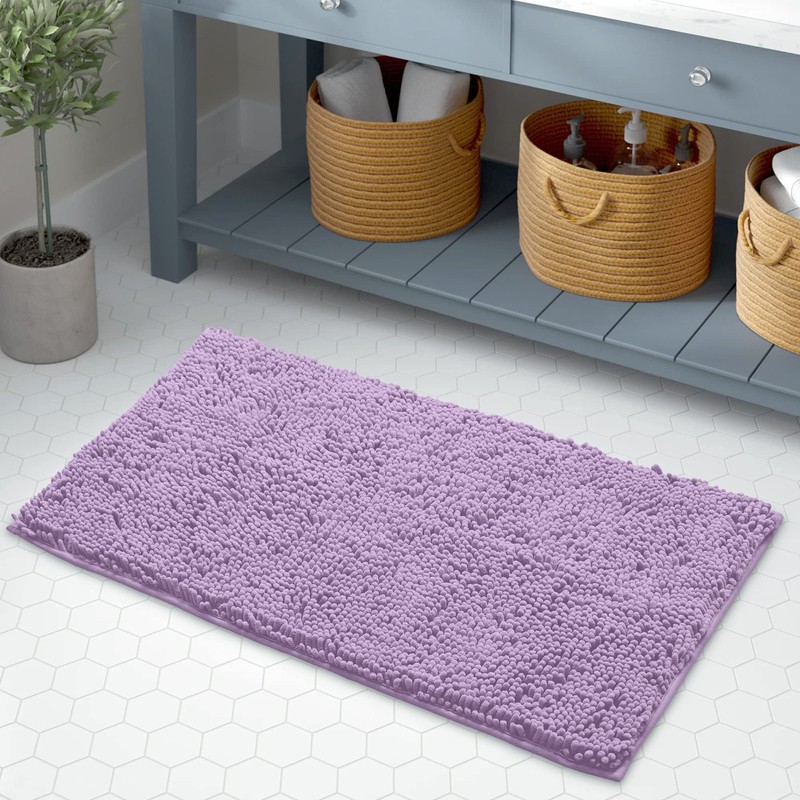 LuxUrux Bath Mat-Extra-Soft Plush Bath Shower Bathroom Rug, 1'' Chenille