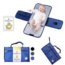 Bumble Bee Babies Baby Travel Changing Pad, Baby Registry Search, Portable Changing Pad, Diaper Changing Pad Travel, Newborn Baby Gifts, Waterproof & Easy to Clean, One-Hand Use (Blue)