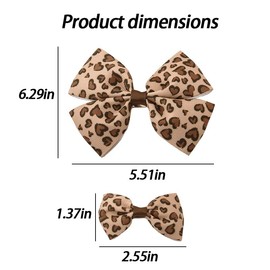 Leopard Print Hair Clips Bow Barrettes for Girls Women Leopard Big Hair Bows for Girls Ribbon Bows for Hair Barrettes for Thick Thick Hair Pins Cute Leopard Costume Accessories for Girls Women