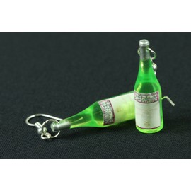 Miniblings Earrings Light Green Wine Bottles Wine Sack Drinks Bottles