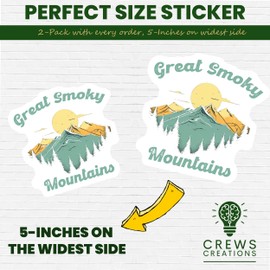Great Smoky Mountains Sticker, Mountain Range Decal, Outdoorsy Nature Vinyl, Travel Backpack Sticker, National Park Gift - 5-Inch Sticker - 2-Pack - CCSTICKER00538