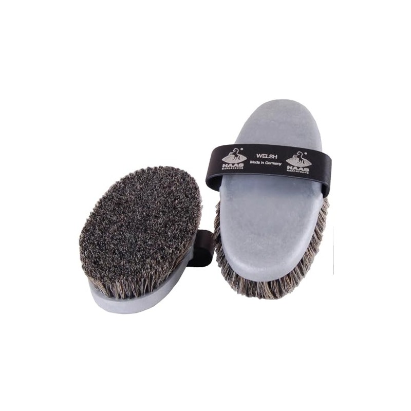 Horse brush Welsh with rosshair in grey from Haas