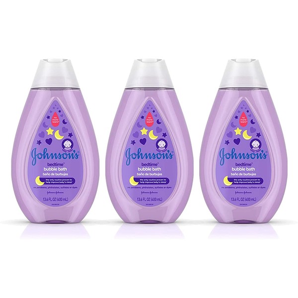 Johnson's Baby Bedtime Baby Bubble Bath with NaturalCalm Aromas, Hypoallergenic and Sulfate-Free, 13.6 Fl Oz, Pack of 3