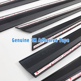 AUTOCLOVER Tape-On Rain Guards Window Visors 6 Pcs Set for Hyundai Sonata 2015 2016 2017 2018 2019 / Window Deflectors, Out-Channel Vent Shades (Smoked 2015-2019)