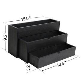 GOVOKOI Black Wood Coffee Syrup Rack Organizer, 3-Tier Separated Bottle Holder for Coffee Bar, 12 Bottle(750ml) Storage Stand for Syrup, Wine, Dressing