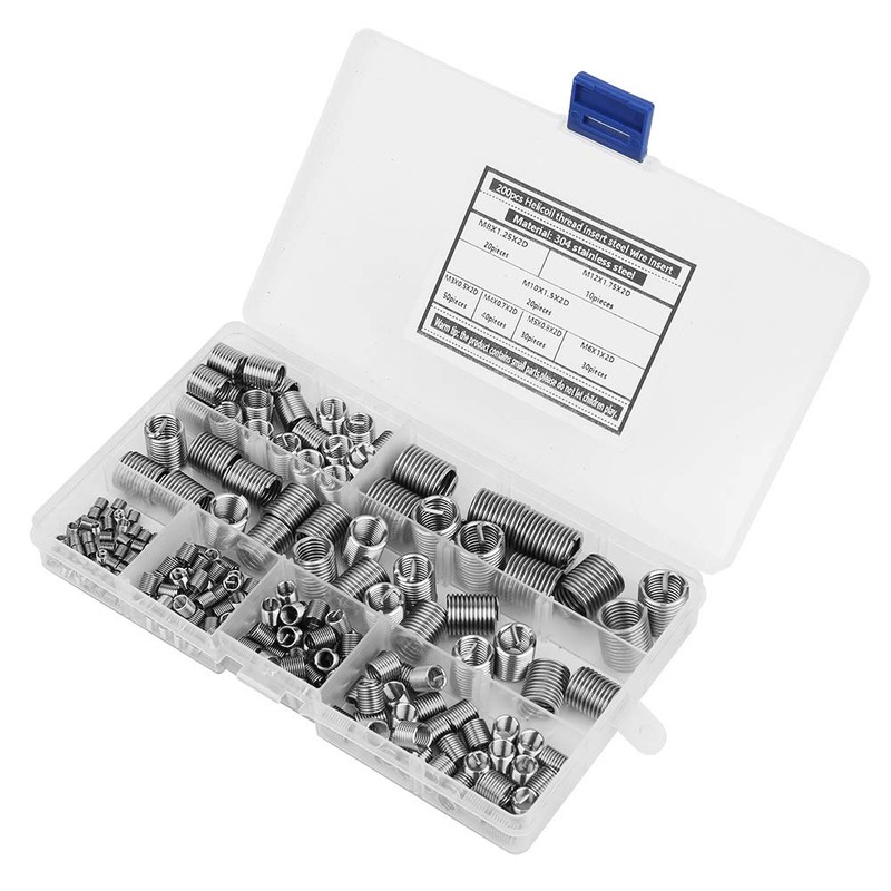 Thread Inserts, 200 Pieces 304 Stainless Steel Thread Repair Insert,